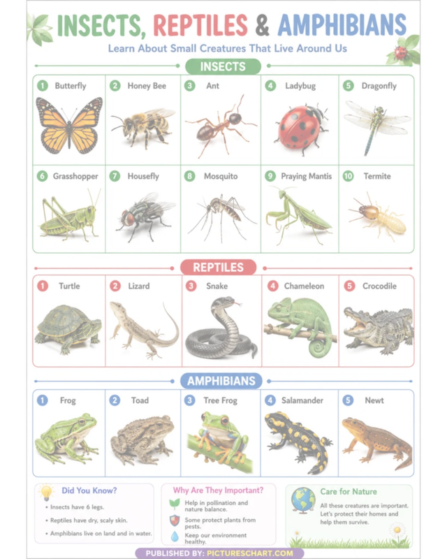 Insects-Reptiles-Amphibians-Chart