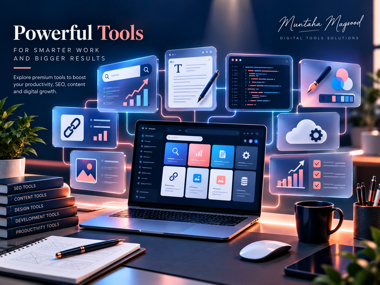 Professional digital tools workspace