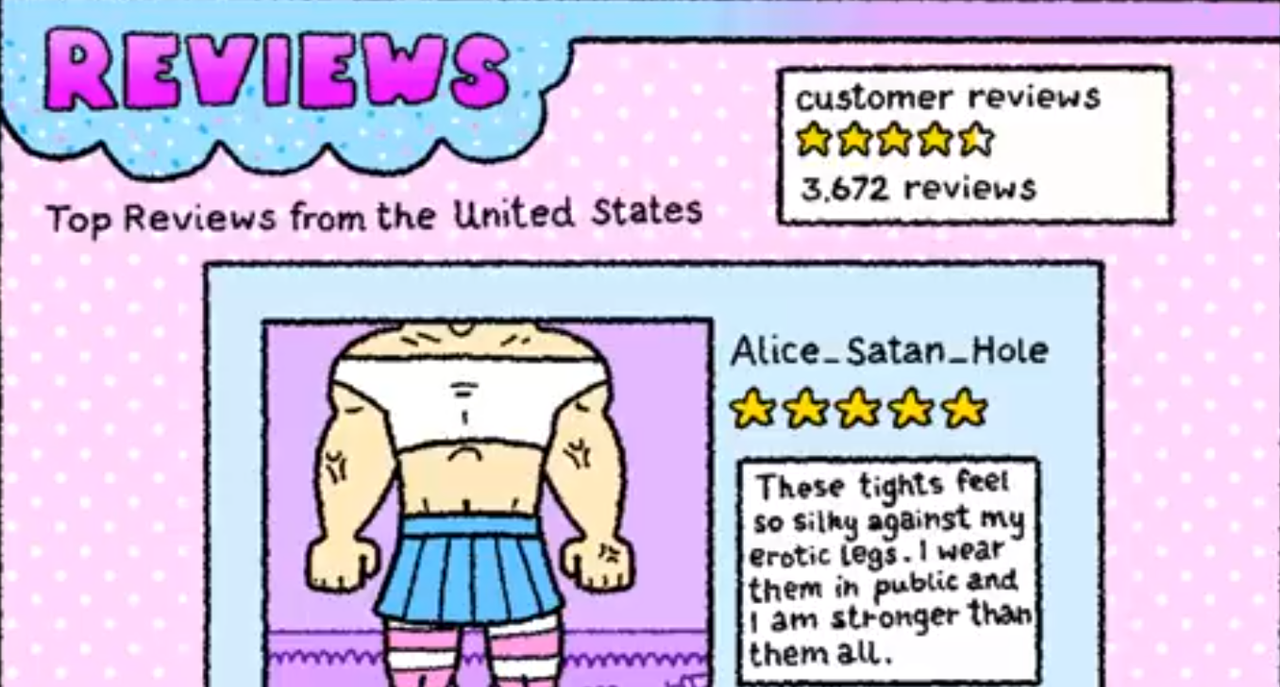 tights review from alice satan hole who looks very buff and masculine saying these tights feel so silky and erotic I wear them in public and I am stronger than them all