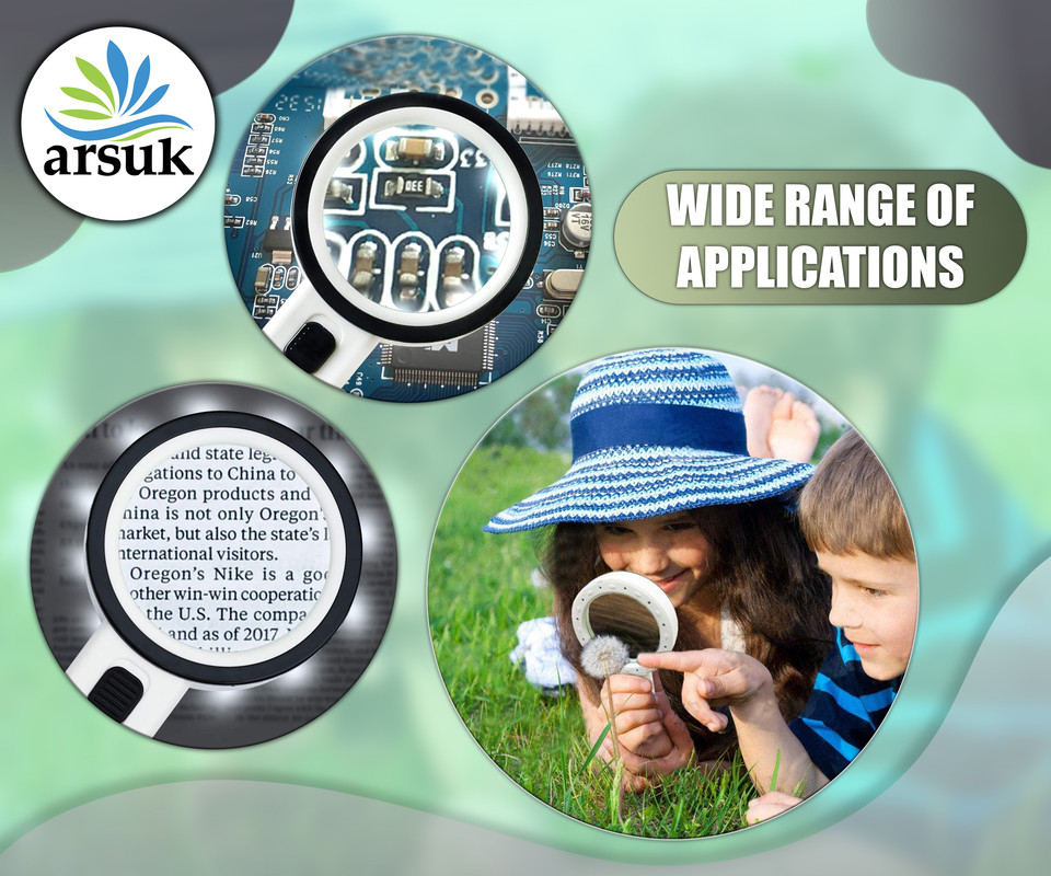 Magnifier Magnifying Glass for Reading Small Print Jewelry Books with LED Lights