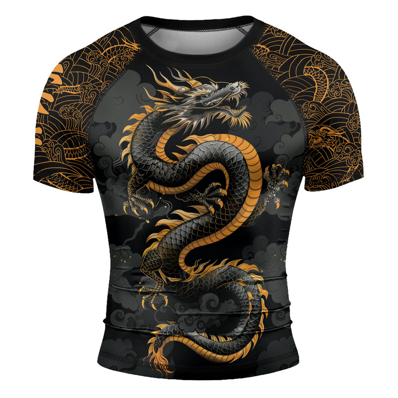 2 men warrior rash guard samurai long sleeve compression