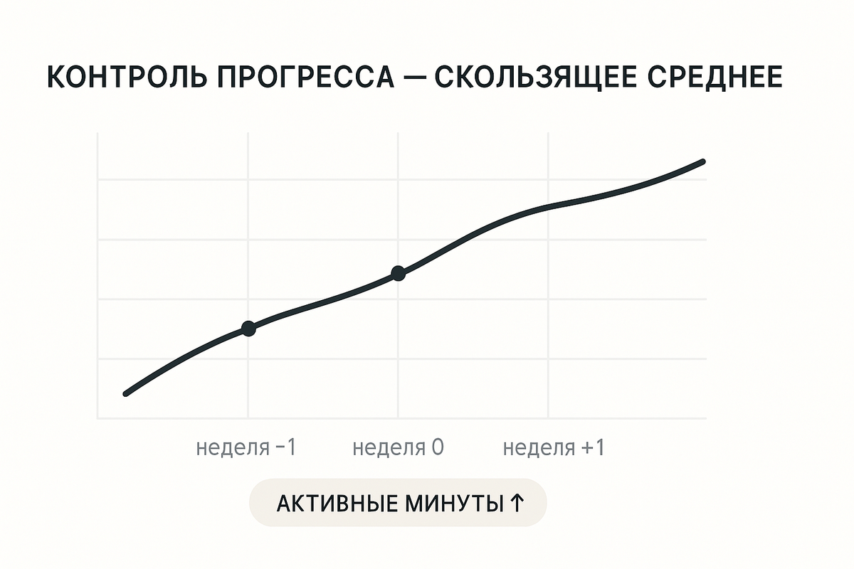 График 7 дневного среднего прогресса по шагам с плавным восходящим трендом — Postimages