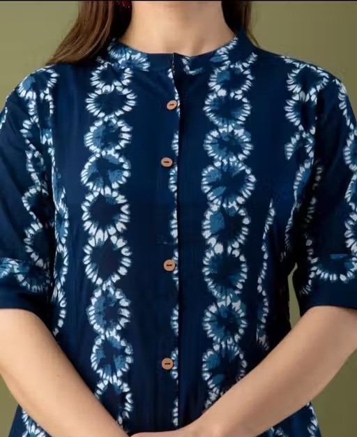 Women Ethnic Single A-line Rayon Fabric Calf Length Collar Neck Daily Occasion Printed Pattern Three Quarter Sleeves Length Beautiful Trendy Kurti Color 1 (KS171)
