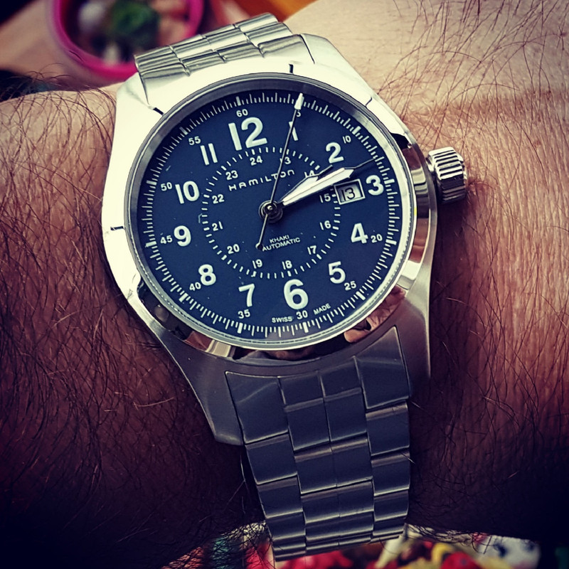 Hamilton Khaki Field Auto 42 mm 100M Blue Dial Bracelet #H70605143