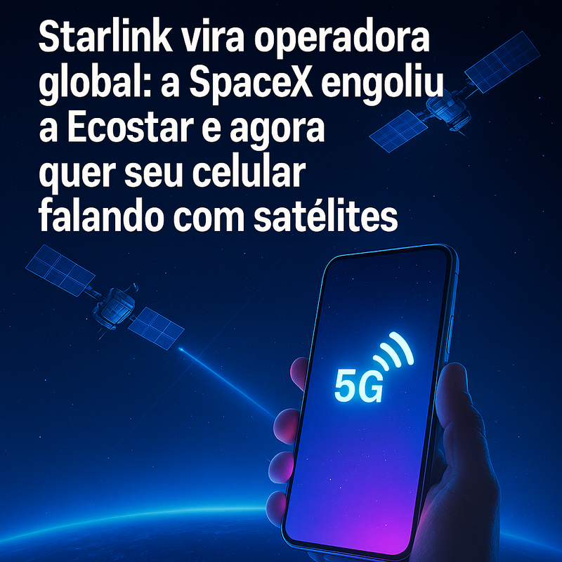 Starlink vira operadora global: a SpaceX engoliu a Ecostar e agora quer seu celular falando com satélites!