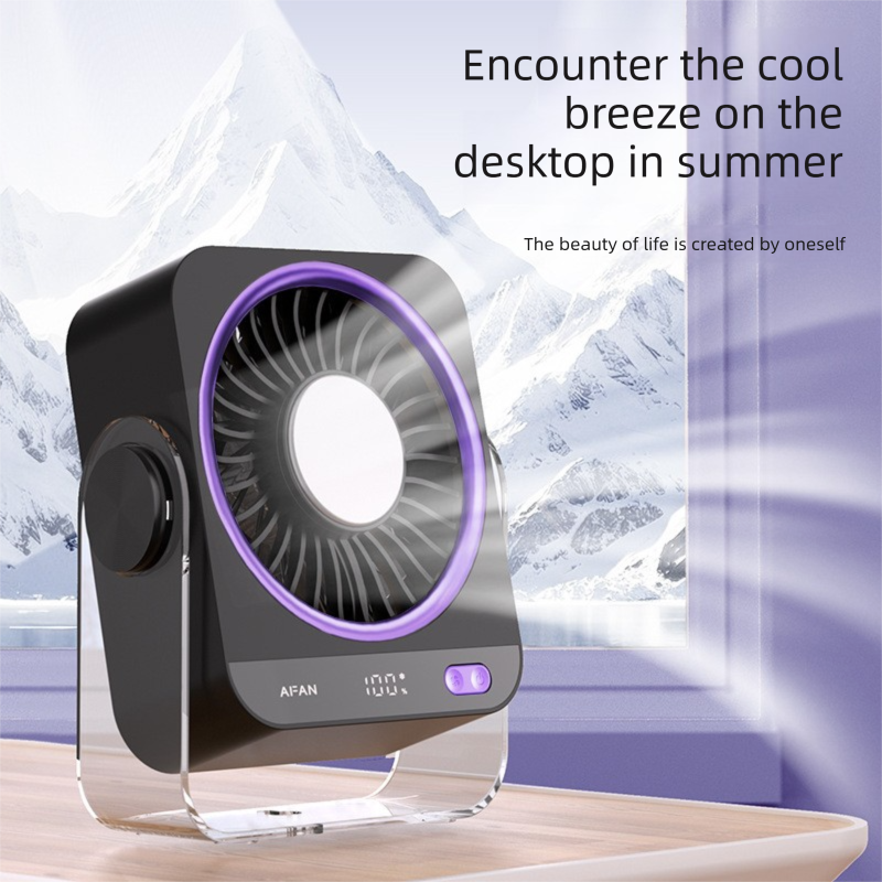 Pink Portable Semiconductor Cooling Desk Fan USB Type-C Rechargeable 5 Speeds Digital Display Silent Operation Wall-Mountable Air Circulator for Local Home and Office Spaces
