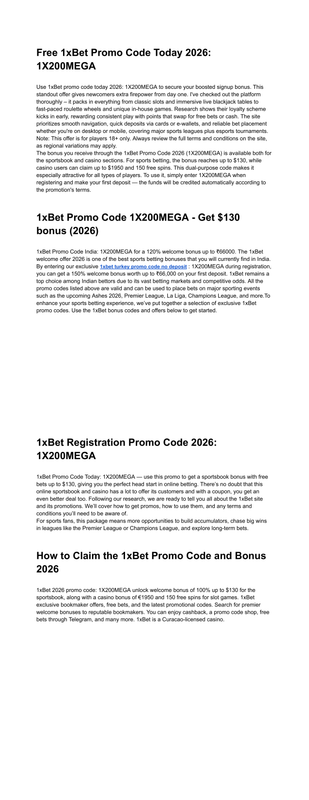 1x Bet Promo Code Sierra Leone 1X200MEGA Bonus 130