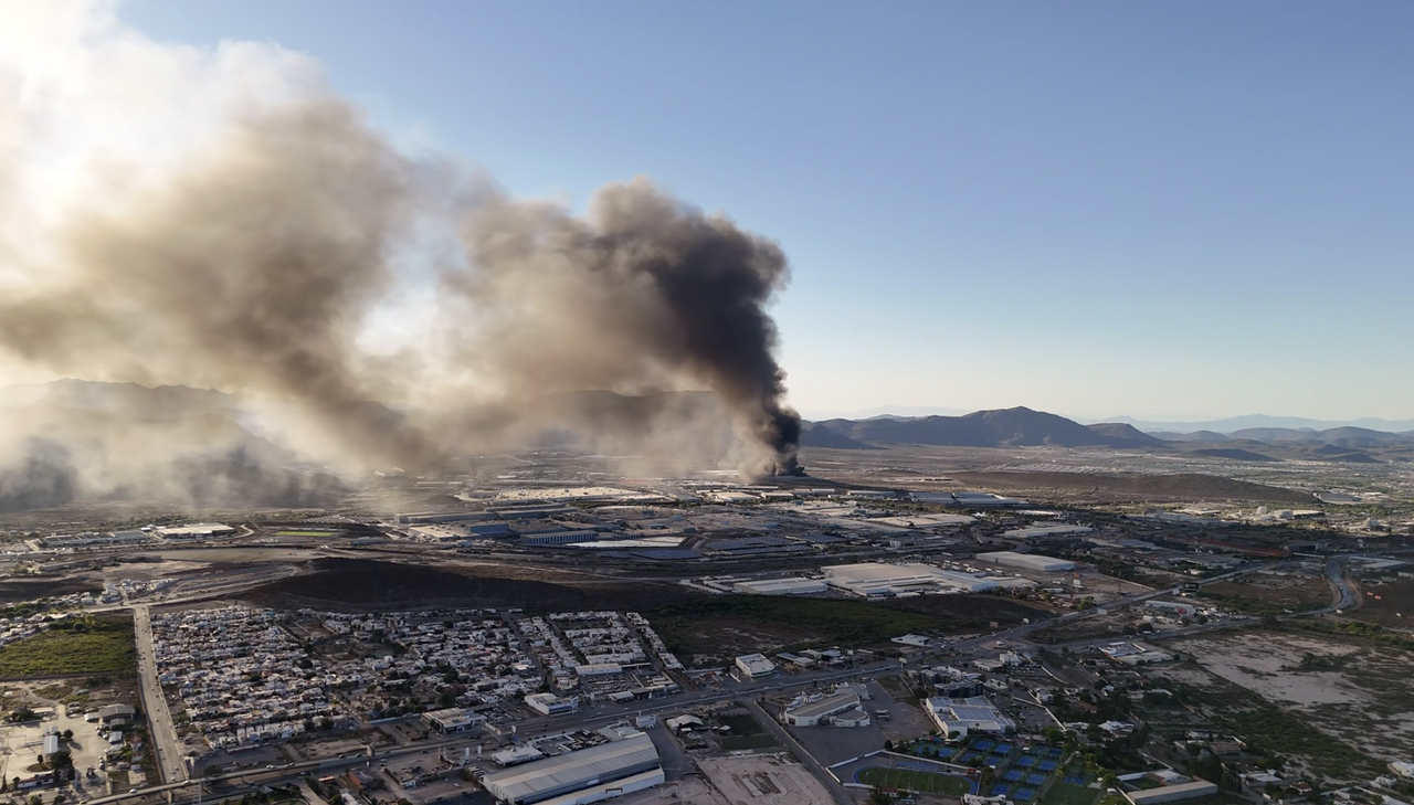 Vista aérea de un Incendio en Saltillo