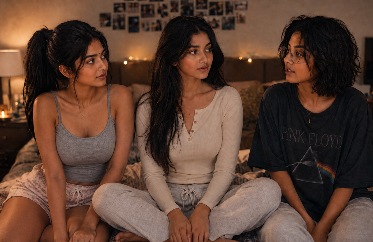 three at bed