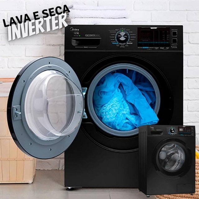 Lava E Seca Midea 11kg Storm Wash Inverter Tambor 4d Preta 110v