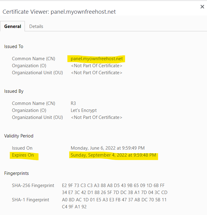 SSL Certificate About To Expire MyOwnFreeHost General Byet SSL Certificate About To Expire MyOwnFreeHost General Byet