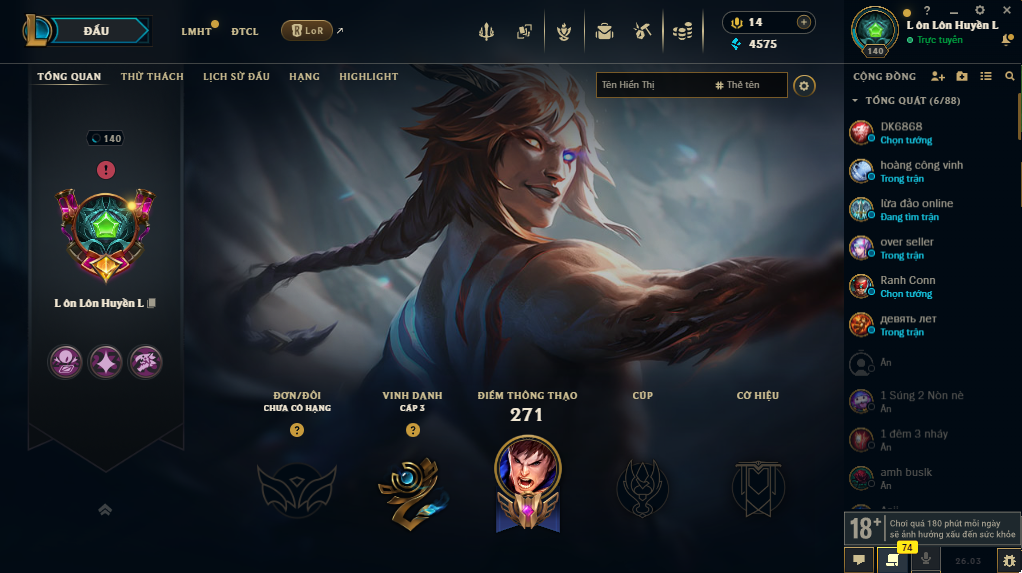 Acc LMHT # - Không Khung