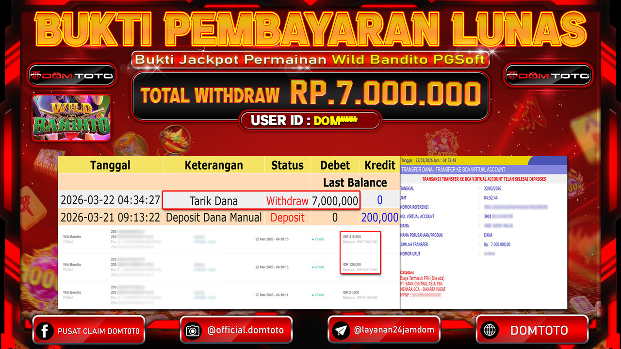 JACKPOT SLOT Wild Bandito PGSoft 22 MARET 2026
