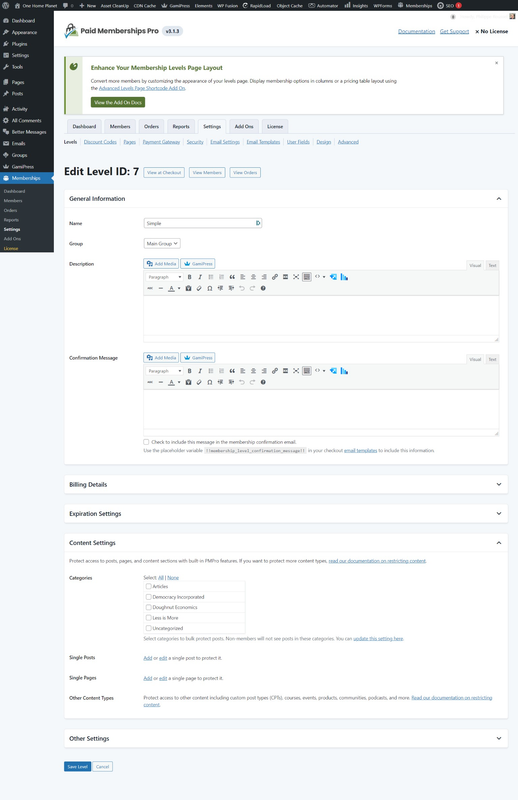 Settings ‹ One Home Planet — WordPress