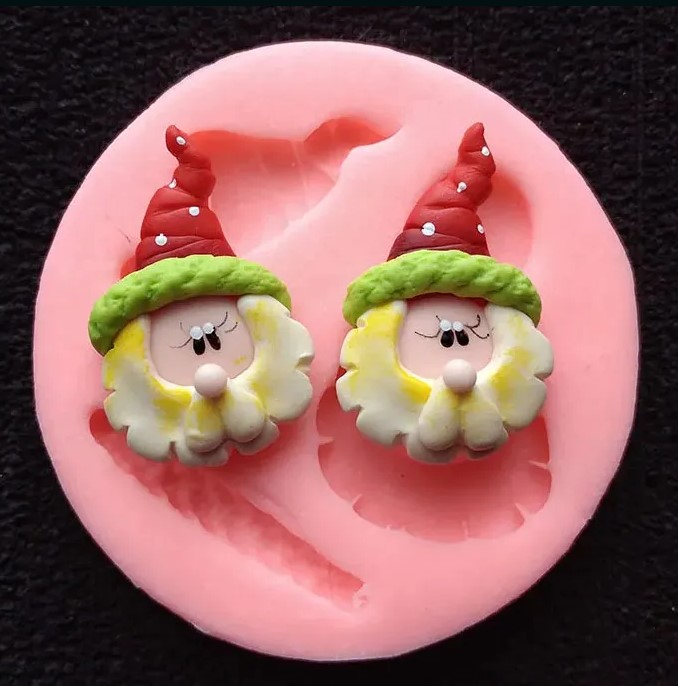 Molde silicona papá noel santa para botón aplique en pastaí