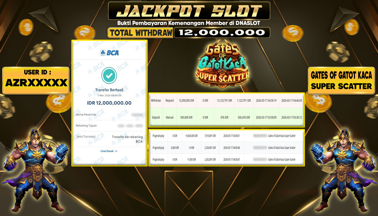 JACKPOT SLOT GATES OF GATOT KACA SUPER SCATTER 17 MARET 2026