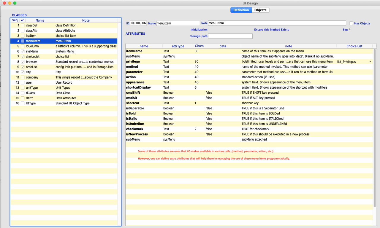 5 UI Design - menuItem Definition (in collection in sysMenu)