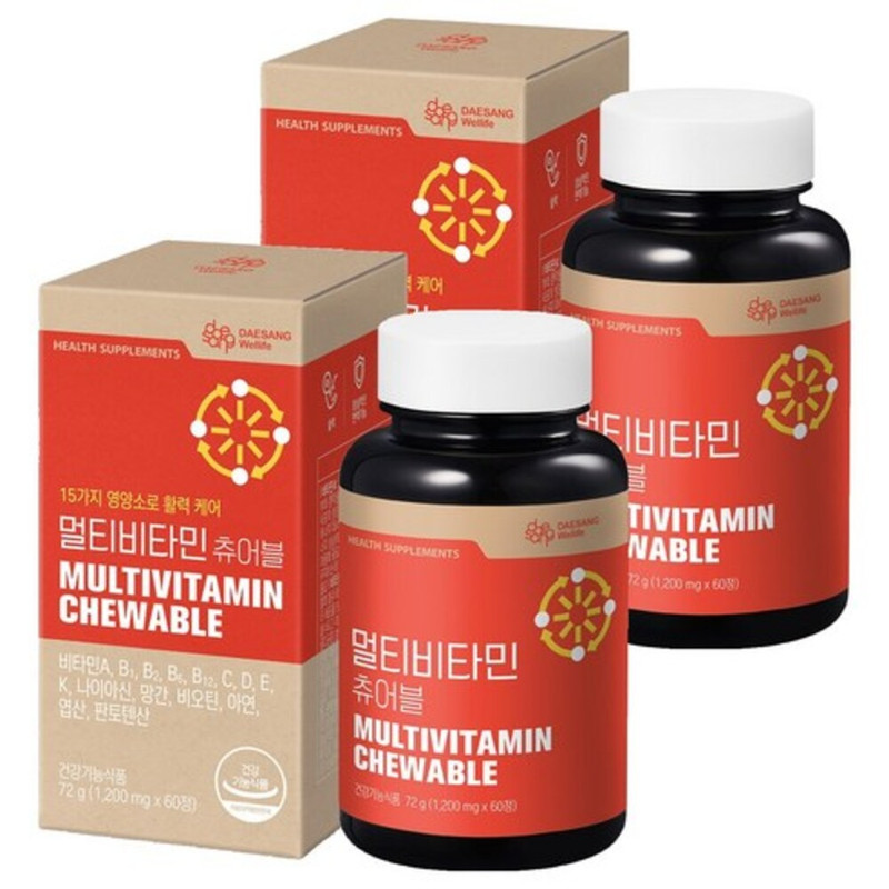 대상웰라이프 정품 멀티비타민 츄어블 60정 2개