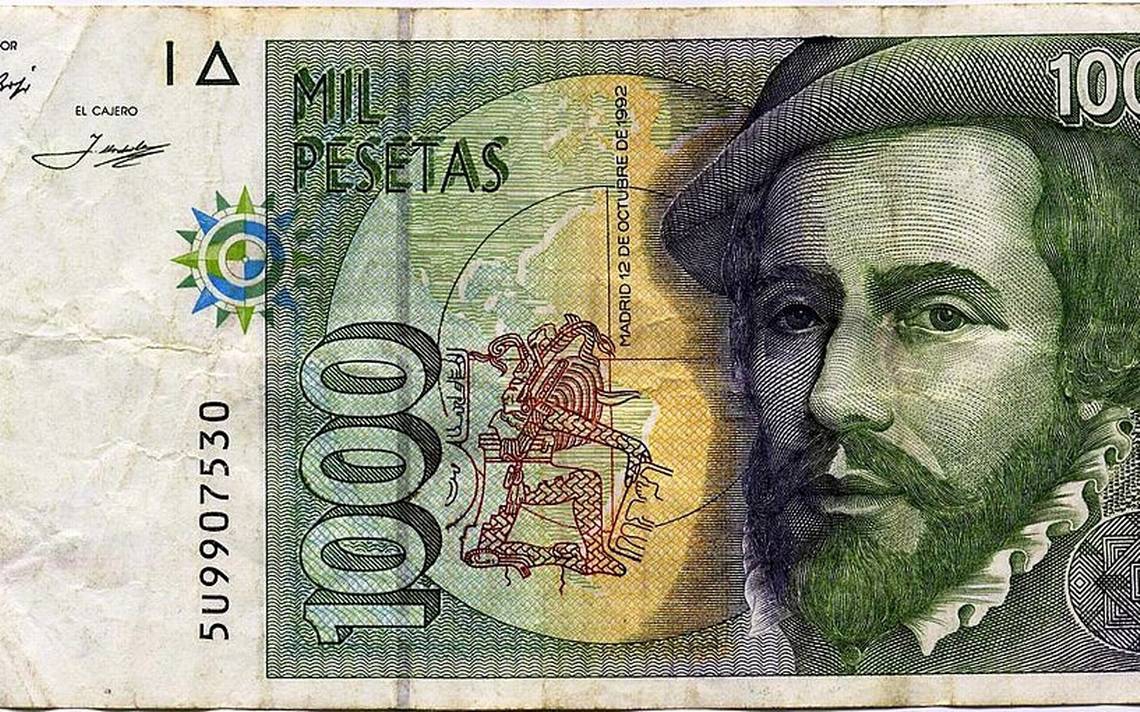 El billete español donde aparece Moctezuma Xocoyotzin 