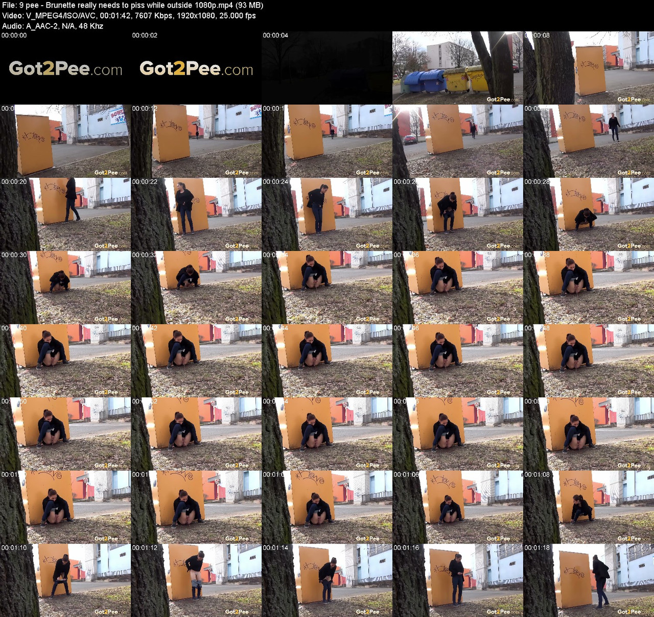 9 pee Brunette really needs to piss while outside 1080p