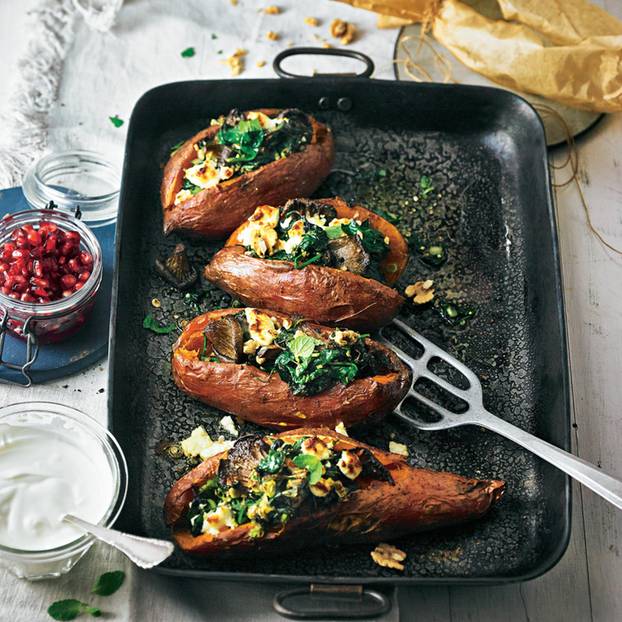 Gefüllte Süßkartoffeln mit Veggie-Füllung