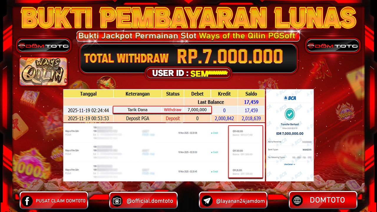 JACKPOT SLOT Ways of the Qilin PGSoft 19 NOVEMBER 2025