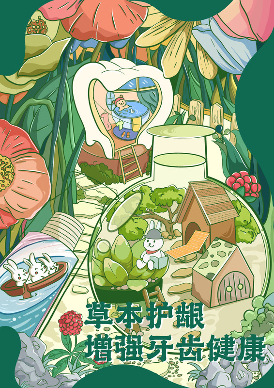 草本护龈牙膏海报设计1