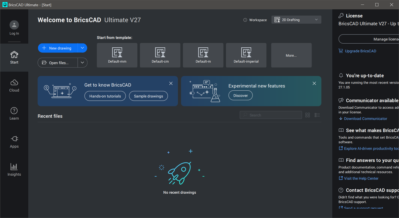 Working with BricsCAD Ultimate 27.1.05 full activated