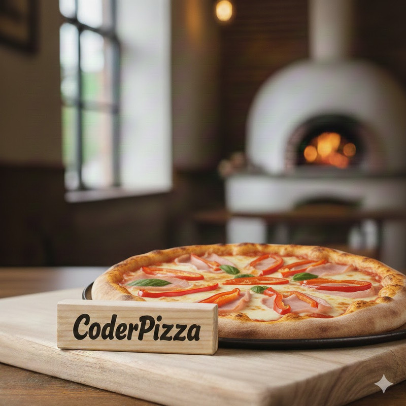 CoderPizza - Pizza con queso, jamon y Morrones