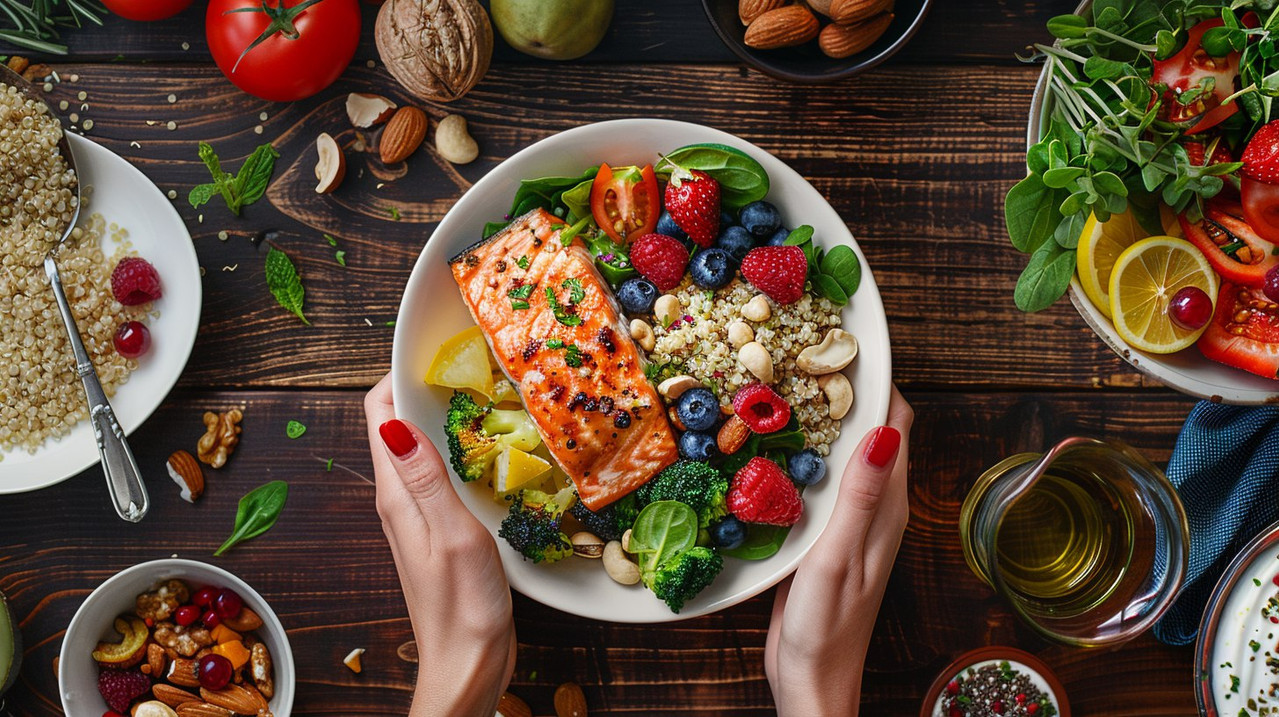 Красиво оформленный набор здоровых сбалансированных блюд