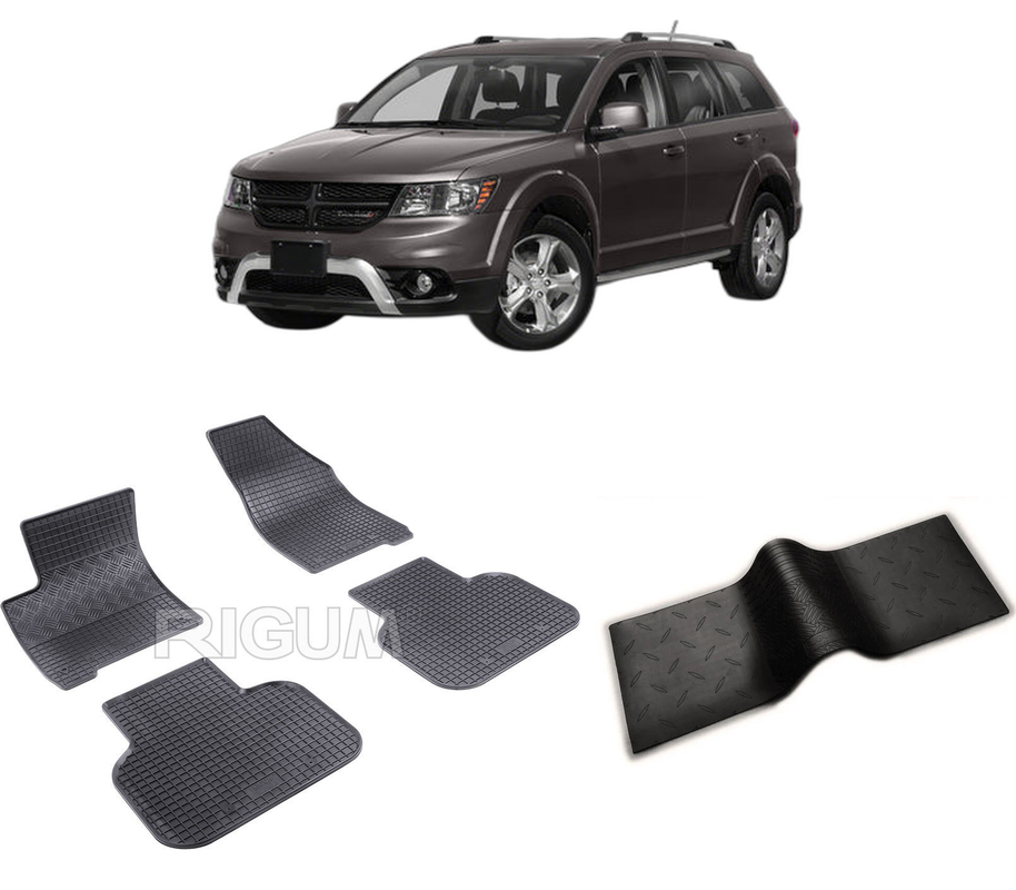 Set covorase auto DODGE JOURNEY din 06.2008-2020, cu covoras tunel median, CAROSERIE SUV, Presuri cauciuc 100%, compatibil cu autoturismul DODGE JOURNEY, Rigum
