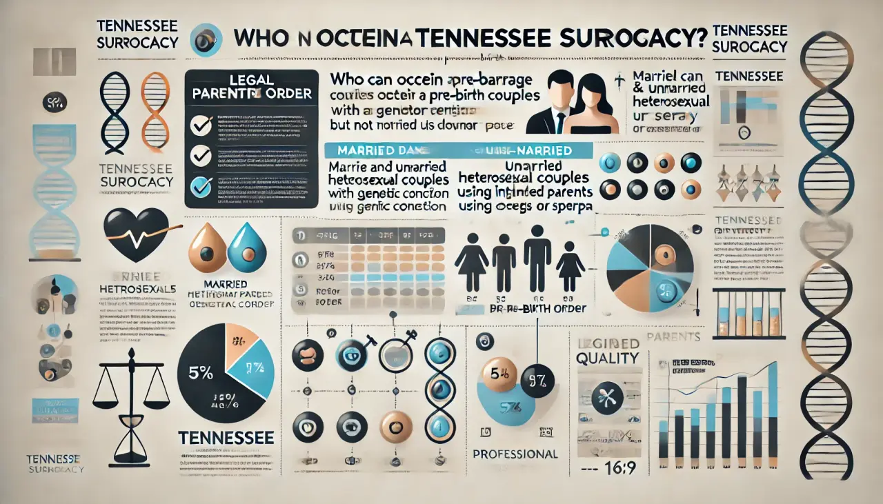 Infographic explaining pre-birth orders in Tennessee surrogacy and the legal parentage process.