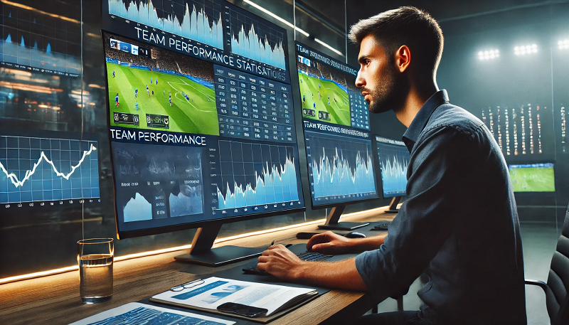 Sports analyst studying team performance statistics