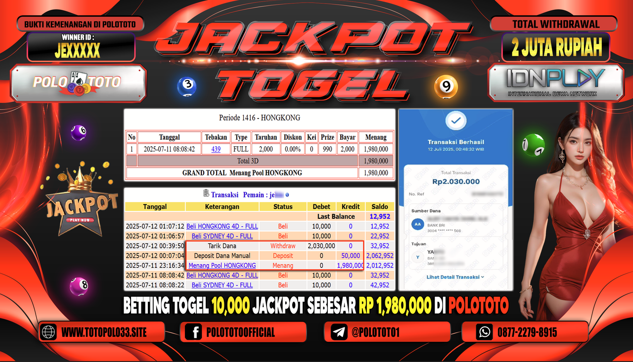 POLOTOTO JACKPOT TOGEL HONGKONG LOTTO Rp.2.030.000,-