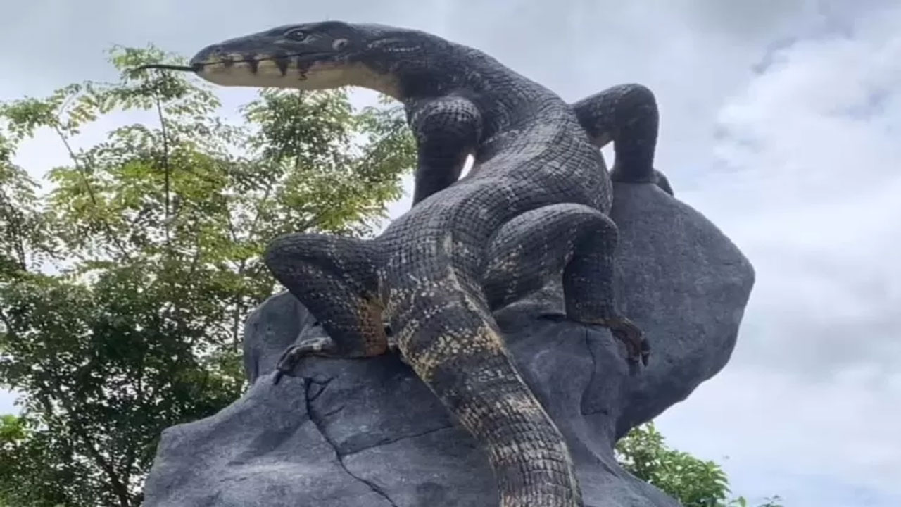 Viral! Patung Biawak Bikinan Seniman Wonosobo Dianggap Mirip Asli