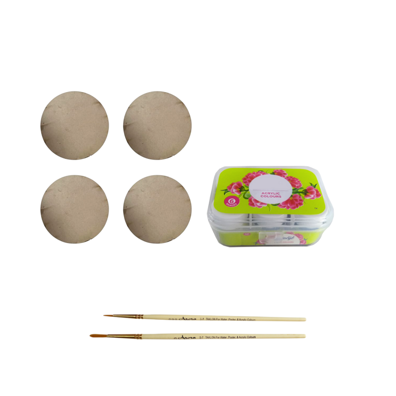 Penkraft Boho Art on Coasters ( Set Of 4 ) DIY Kit | Complete DIY Craft Kit for Beginners & Hobby Artists