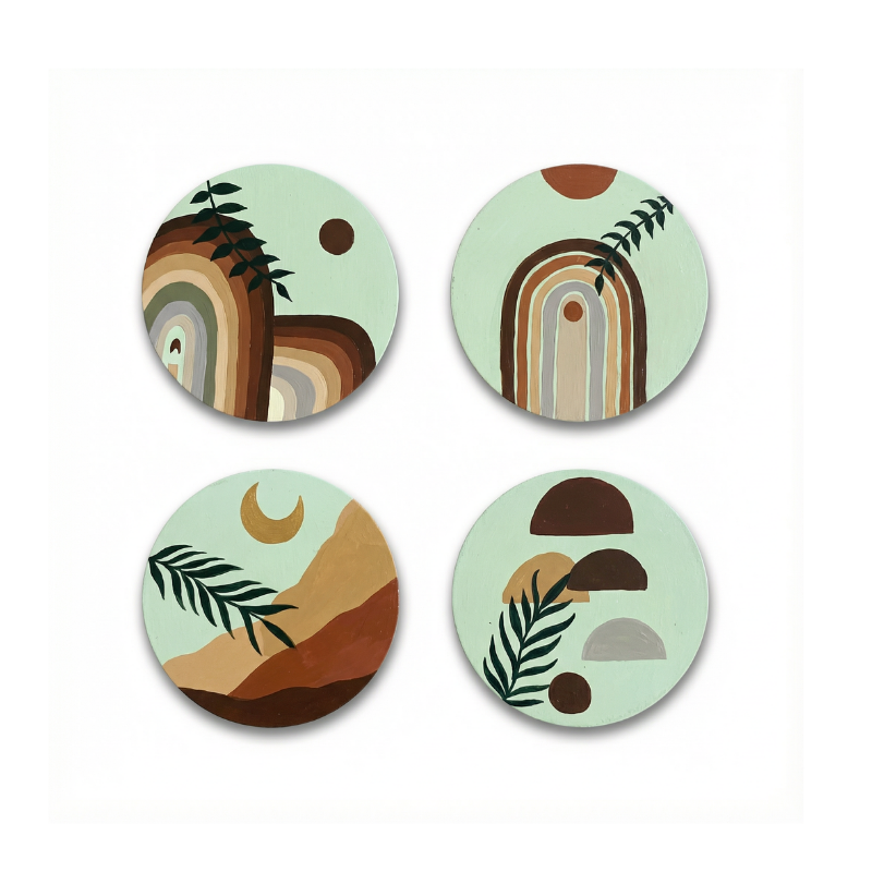 Penkraft Boho Art on Coasters ( Set Of 4 ) DIY Kit | Complete DIY Craft Kit for Beginners & Hobby Artists