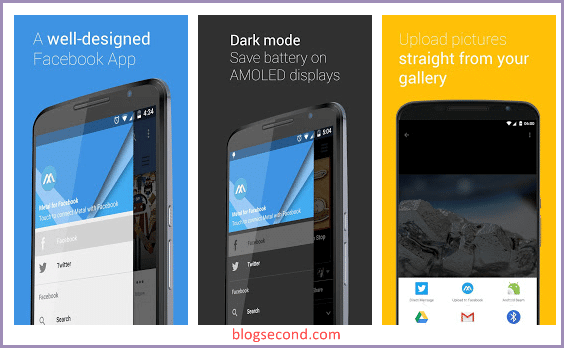 Tampilan dari Aplikasi Metal for Facebook & Twitter di Android