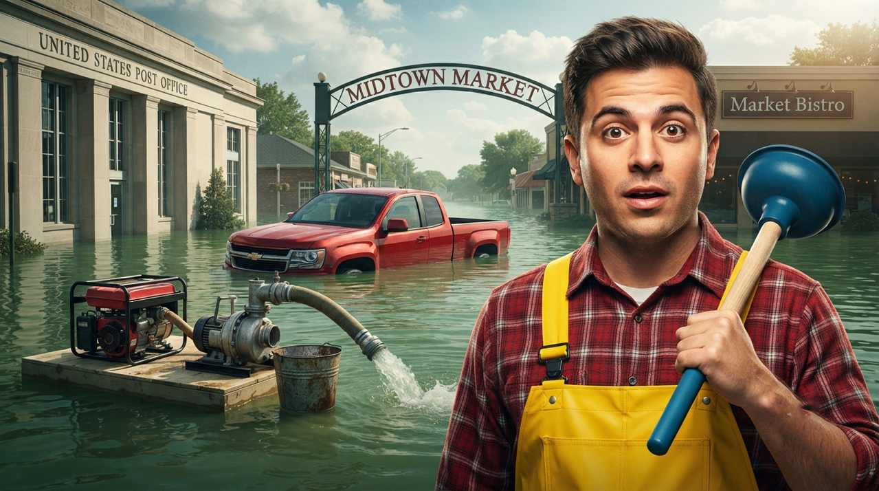 Result of: Disaster & Emergency Reporting YouTube Thumbnail AI Prompt | Flooded Street