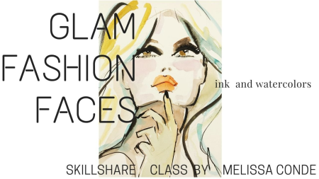 Fashion Glam Faces Illustratated in Watercolors