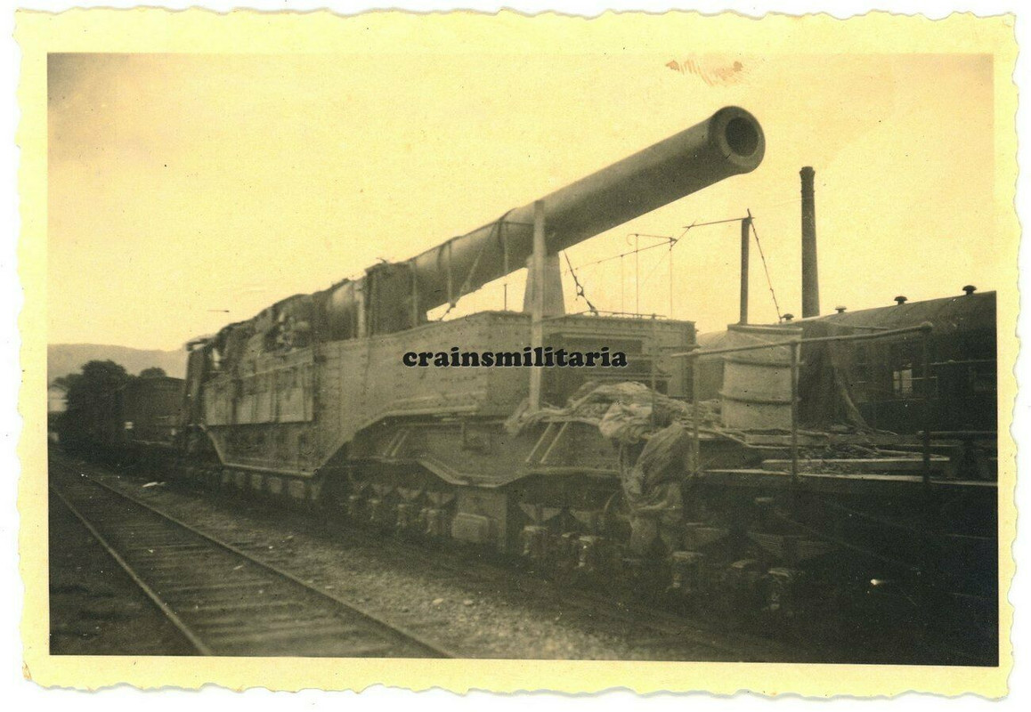 Orig. Foto 34 cm franz. Beute Eisenbahngeschütz Artillerie in Frankreich 1940