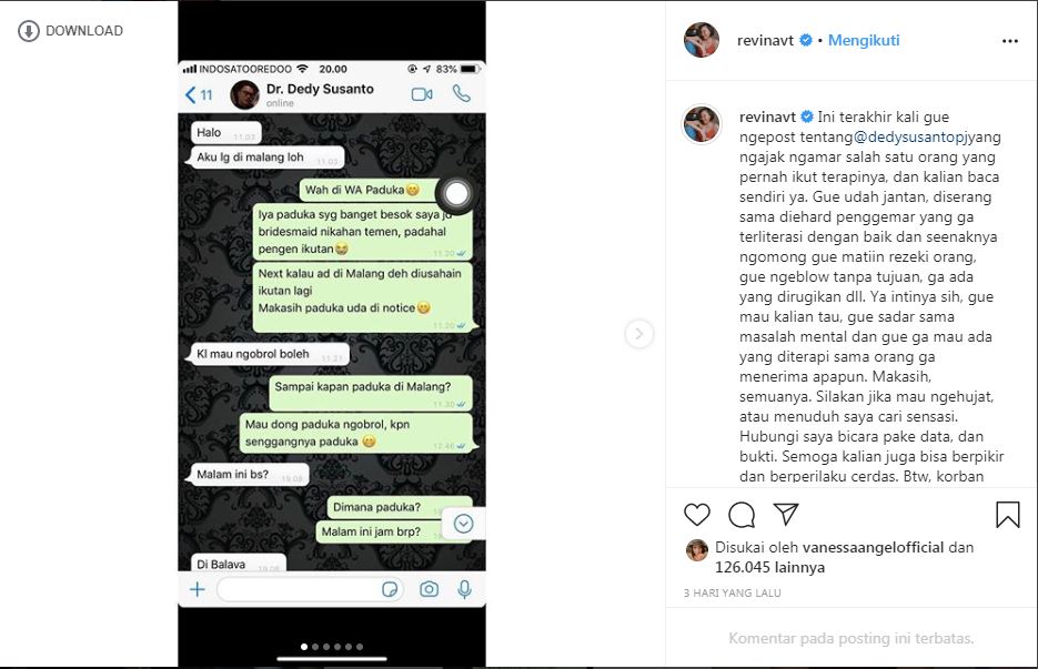 Alasan Revina VT Bongkar Kasus Dedy Susanto, Curiga