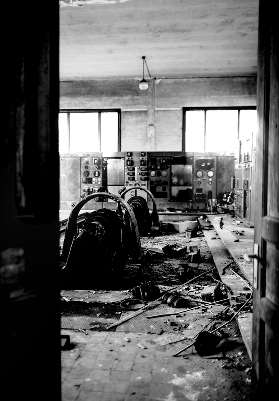 destroyed room with wires inside