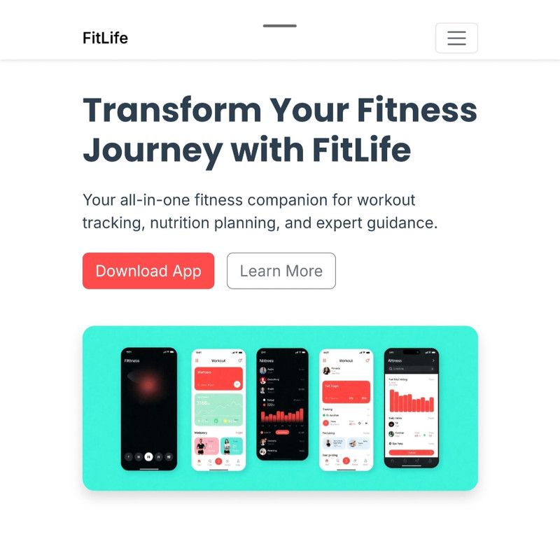 Fitness app landing page