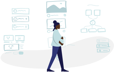 Illustration of a person working at a desk