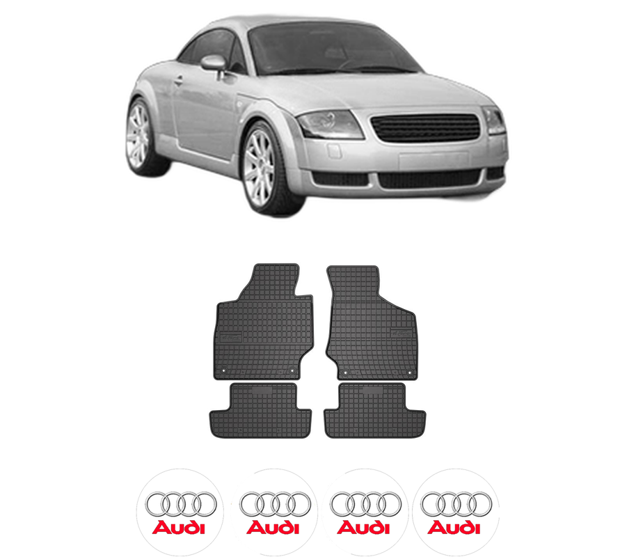 Set covorase presuri AUDI TT (8N3) din 2005-2006, auto, din cauciuc thermoplastic, 4 Stickere auto cu AUDI