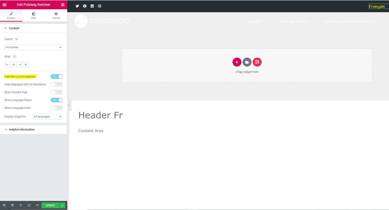 hide current language