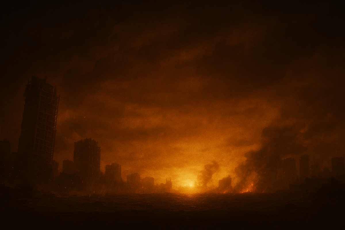 Ciudad apocalíptica en caos