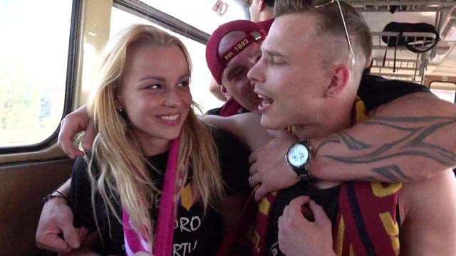 Forumophilia - PORN FORUM : Young blonde whore group fucked in the train  after the match