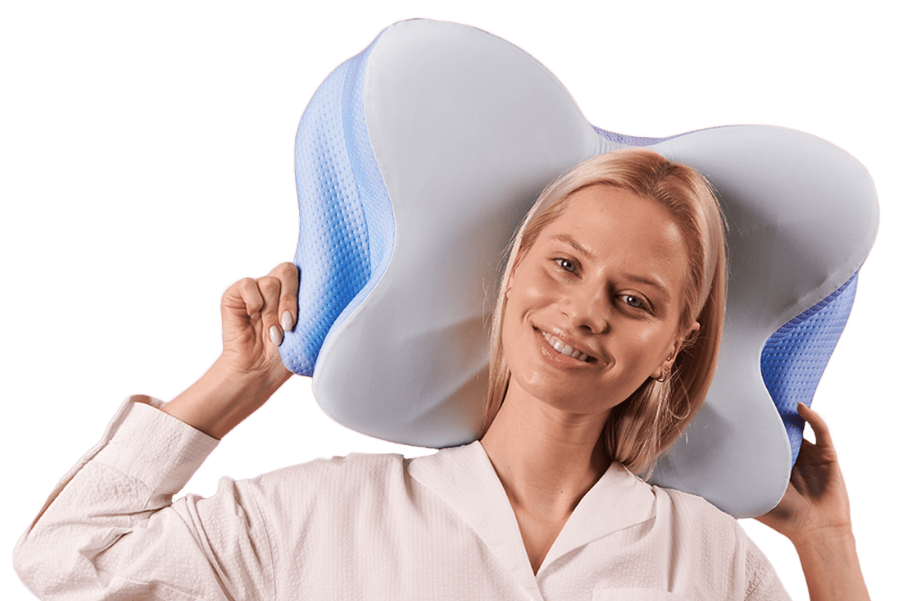 Woman holding Derila Ergo Pillow